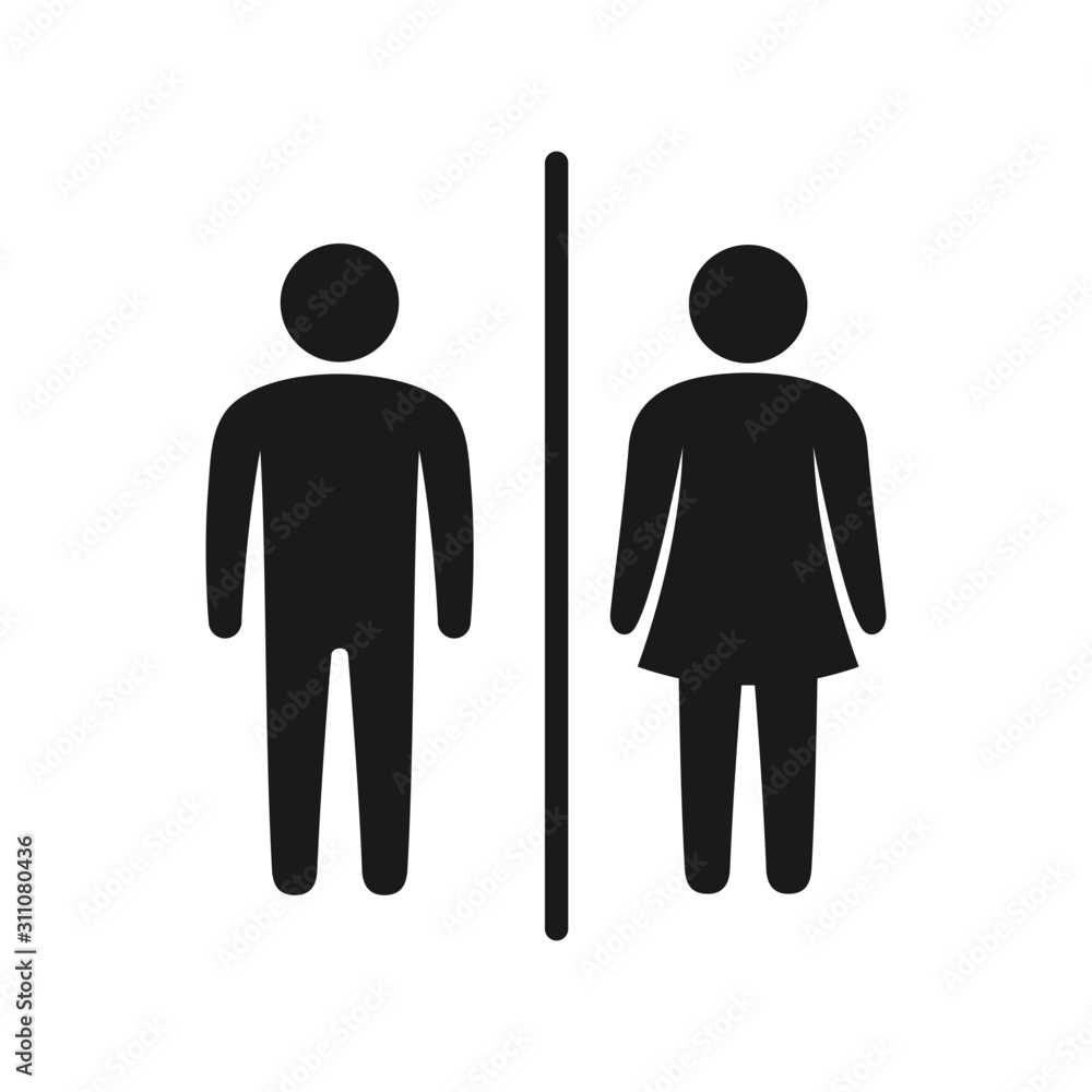 Toilet icon vector, wc Symbol, Simple man and woman symbol. Stock ...