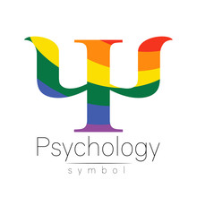 Vector Psychology LGBTQA Symbol. Pride Flag Background. Icon For Gay, Lesbian, Bisexual, Transsexual, Queer And Allies Person. Can Be Use For Sign Activism Or Counseling. LGBT Isolated On White.