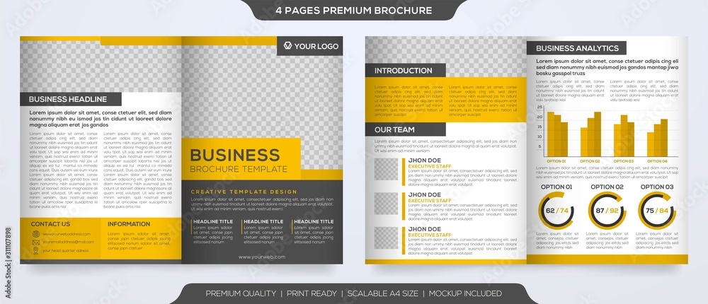set of business brochure template design with abstract concept and minimalist layout - obrazy, fototapety, plakaty 