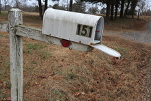 Open Weathered Mailbox On A Rural Postal Delivery Route