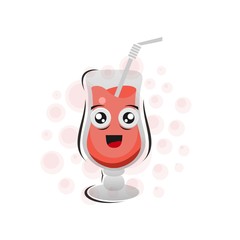 Poster - cute expressions apple juice mascot design vector