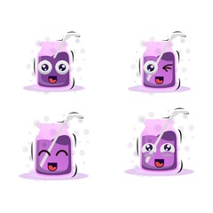 Wall Mural - cute expressions grape juice mascot design vector