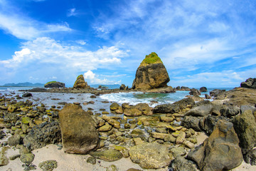 Beautiful rocks on the Papuma Beach, Jember, East Java, Indonesia