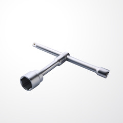 Wall Mural - realistic steel socket wrench on white