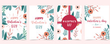 Collection Of Love Background Set With Leaves,flower,ribbon.Editable Vector Illustration For Valentine’s Day Invitation,postcard And Website Banner