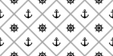 Anchor Seamless Pattern Rope Vector Boat Pirate Helm Nautical Maritime Sea Ocean Repeat Wallpaper Scarf Isolated Tile Background Illustration Line Design