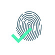 © lockon16 - Fingerprints and check mark,Cyber security concept. Digital security authentication concept. Biometric authorization. Identification