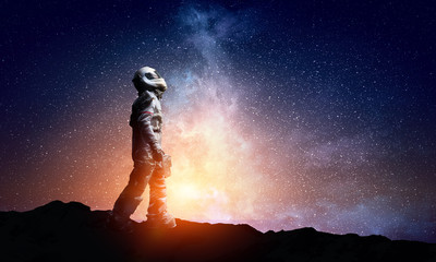 Wall Mural - spaceman and his mission. mixed media