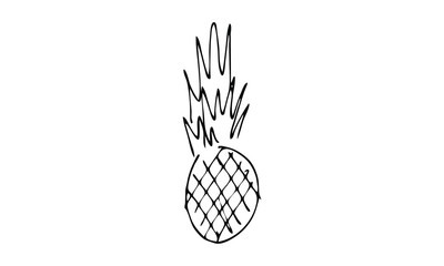 Wall Mural - Hand-drawn silhouette of a pineapple . tropical summer juicy Doodle art. use as clip art, print on clothes, packaging, postcards or website