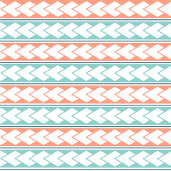 Wall Mural - Vector ethnic boho seamless pattern in maori style. Geometric border with decorative ethnic elements. Pastel colors horizontal pattern.