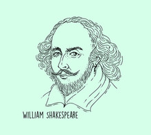 William Shakespeare Line Art Portait Hand Drawing