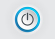 Blue power button icon on white background. illustrator vector.