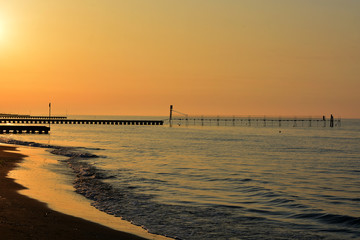 Sticker - Jesolo beach on the Adriatic Sea at dawn