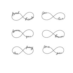 infinity symbols tattoo set. hand written calligraphy lettering text for invitation and greeting car