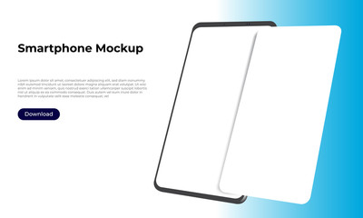 Wall Mural - rotated 3d double smartphone mockup template for application presentation and user experience design