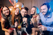 © alfa27 - young energetic people spend free time in karaoke bar, colleagues after work in office decided to go in karaoke club