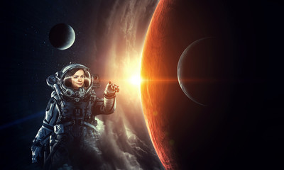 Wall Mural - exploring outer space. mixed media
