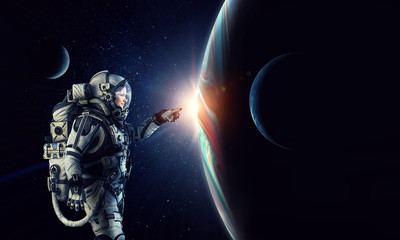 Wall Mural - exploring outer space. mixed media