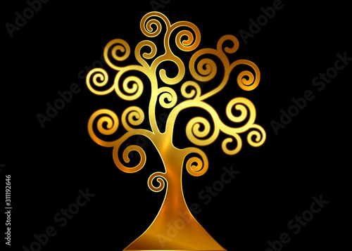 Dekoracja na wymiar  drzewo-zycia-naturalne-logo-drzewa-i-zlote-drzewo-ekologia-ilustracja-symbol-ikona-wektor-wzor