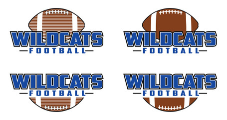 wildcats football design is a team design template that includes text and a football in a graphic st