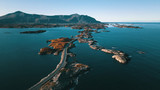 Fototapeta Morze - The Atlantic Ocean Road (Originally in Norwegian: Atlanterhavsvegen or Atlanterhavsveien), the road runs over dozens of small islands, Møre og Romsdal, Norway 2019