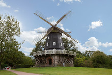 Medieval Wind Mill Near Malmo Castle In Sweden