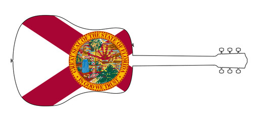 Wall Mural - Acoustic Guitar Silhouette On The Florida State Flag