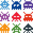 Pixelated Video Game Aliens Vector Icons