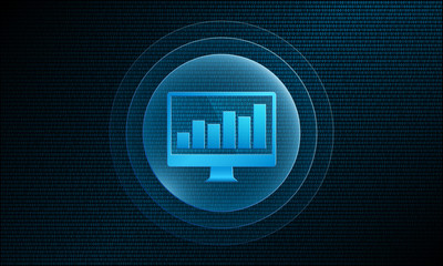 Wall Mural - Desktop statistics in digital sphere with pulse effect technology