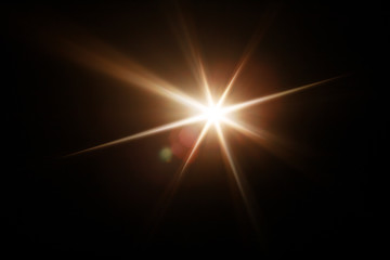 Aufkleber - Easy to add lens flare effects for overlay designs or screen blending mode to make high-quality images. Abstract sun burst, digital flare, iridescent glare over black background.