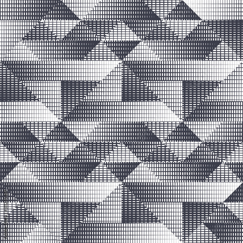Abstract seamless pattern of geometric shapes with texture. Optical illusion ...