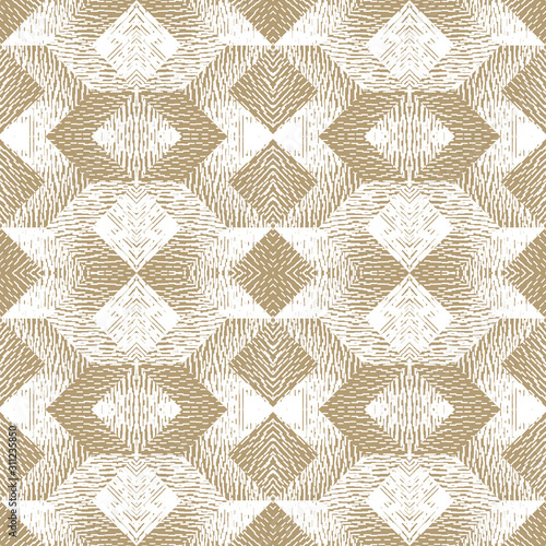 Abstract seamless pattern of geometric shapes with texture. Optical illusion ...