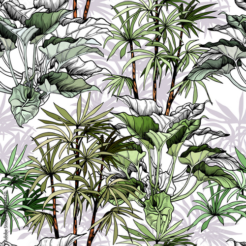 wzor-tropikalny-lisci-recznie-rysowane-ilustracji-wektorowych-na-bialym-tle
