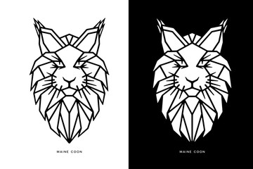 Wall Mural - maine coon cat polygonal template. vector illustration.