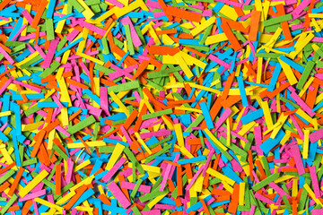 Colourful abstract confetti background. Macro photography