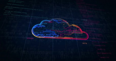 Wall Mural - cyber cloud symbol project creating. abstract concept of data storage, database, computing, servers,