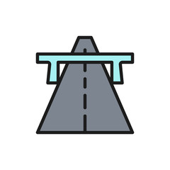 Sticker - Vector autobahn, highway, road, way flat color line icon.