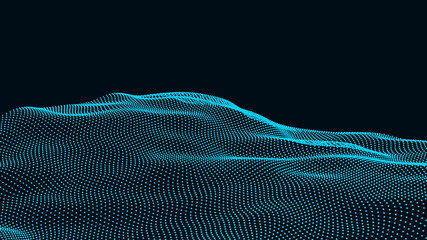 Leinwandbilder - Abstract digital wave of particles. Futuristic point wave. Technology background vector. Vector illustration