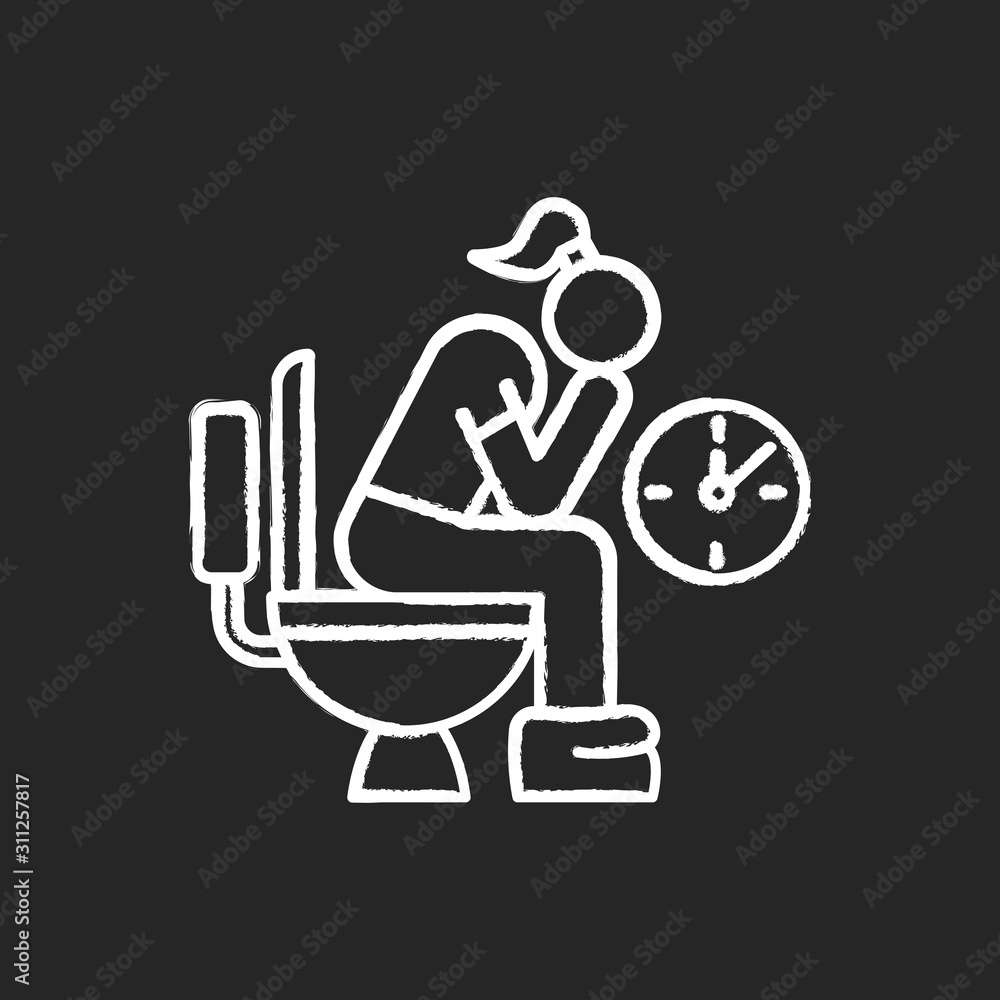 Constipation chalk icon. Menstruation pain. Period problem. Girl with ...