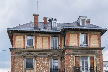 Sticker - French house with traditional balconies and windows in Meudon. Municipality of Meudon (in the southwestern suburbs of Paris), Hauts-de-Seine, Ile-de-France, France.