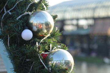 Wall Mural - Colorful  Christmas balls and Happy New Year Festival