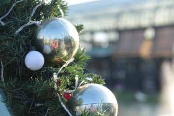 Wall Mural - Colorful  Christmas balls and Happy New Year Festival