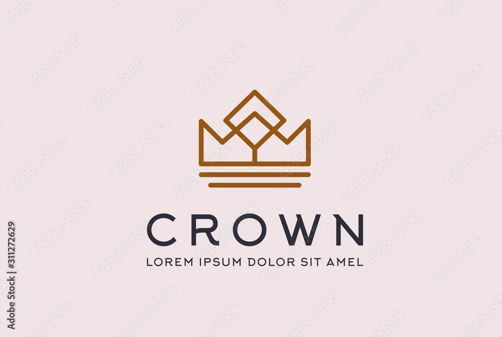 Vintage royal gold crown logo design vector template. King and queen ...