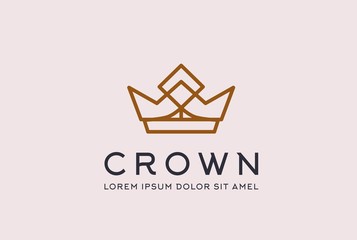 Wall Mural - Vintage royal gold crown logo design vector template. King and queen geometric lotus flower