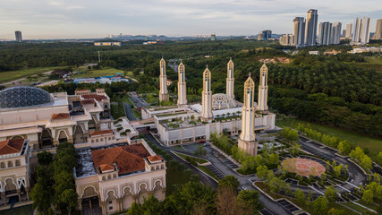 Wall Mural - Beautiful Landscape at The Kota Iskandar Mosque located at Kota Iskandar, Iskandar Puteri, Johor State  Malaysia early in the morning