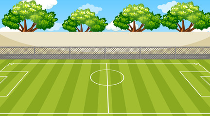 Wall Mural - Background scene with trees around the football field