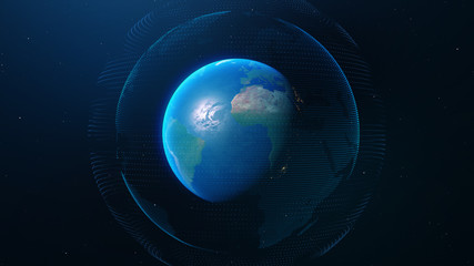 Wall Mural - Connection concept Digital Network. Elements of this image furnished by NASA - 3D illustration.