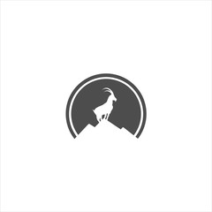 Wall Mural - vector with a unique, simple and elegant, goat and mountain shape