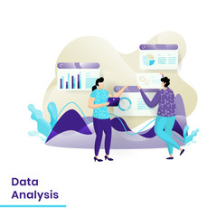Wall Mural - data analysis website template design. landing page modern flat concept of web page design for websi