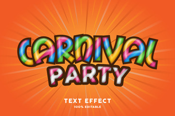 Wall Mural - Carnival party style festival text effect, editable text